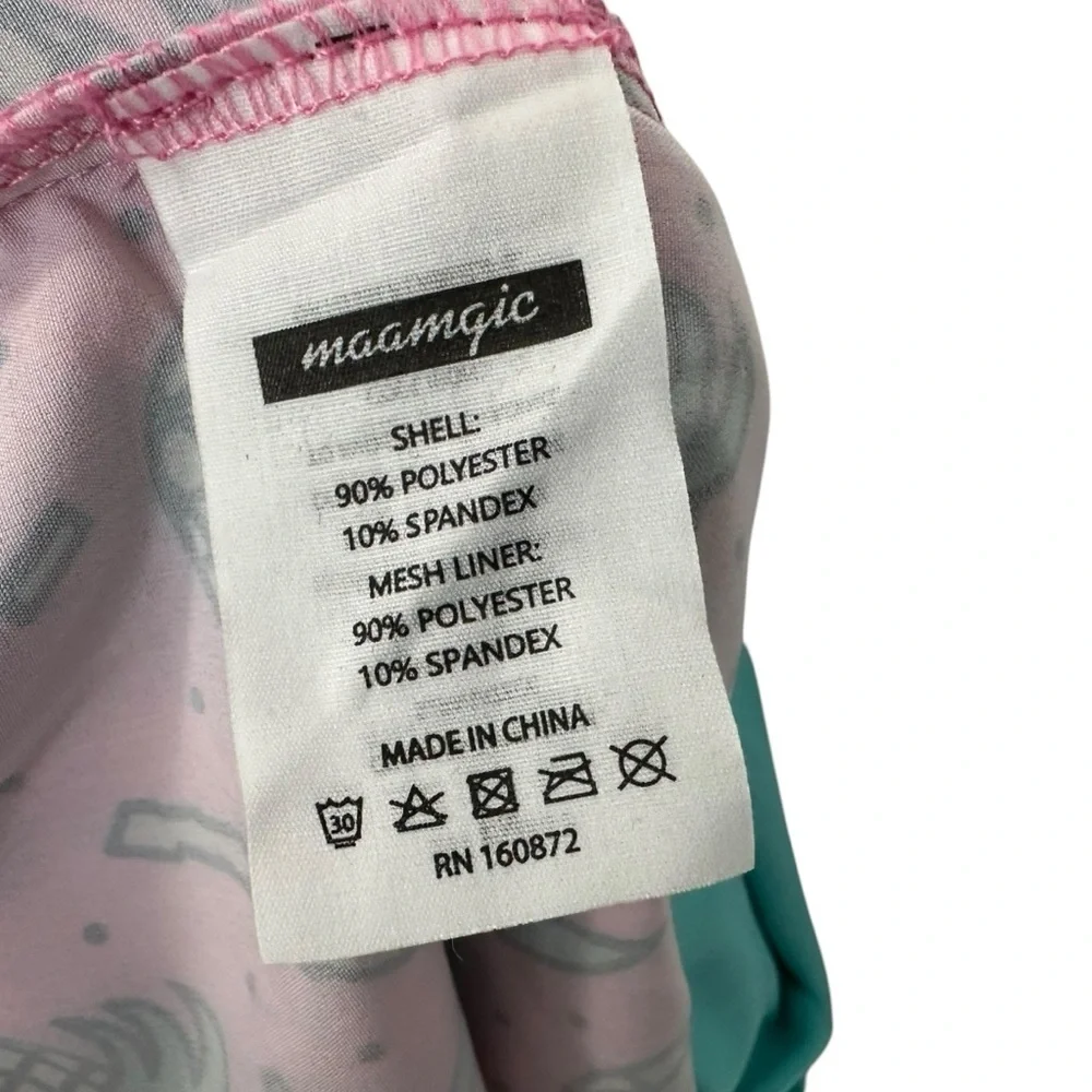 Maamgic Mens Pineapple Graphic Swim Trunks Size XL Pink Yellow Lined Zip Pocket